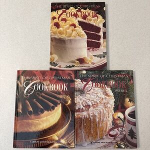 The Spirit of Christmas Books 90s Leisure Arts Holiday Cookbook Recipes Lot 3 HC